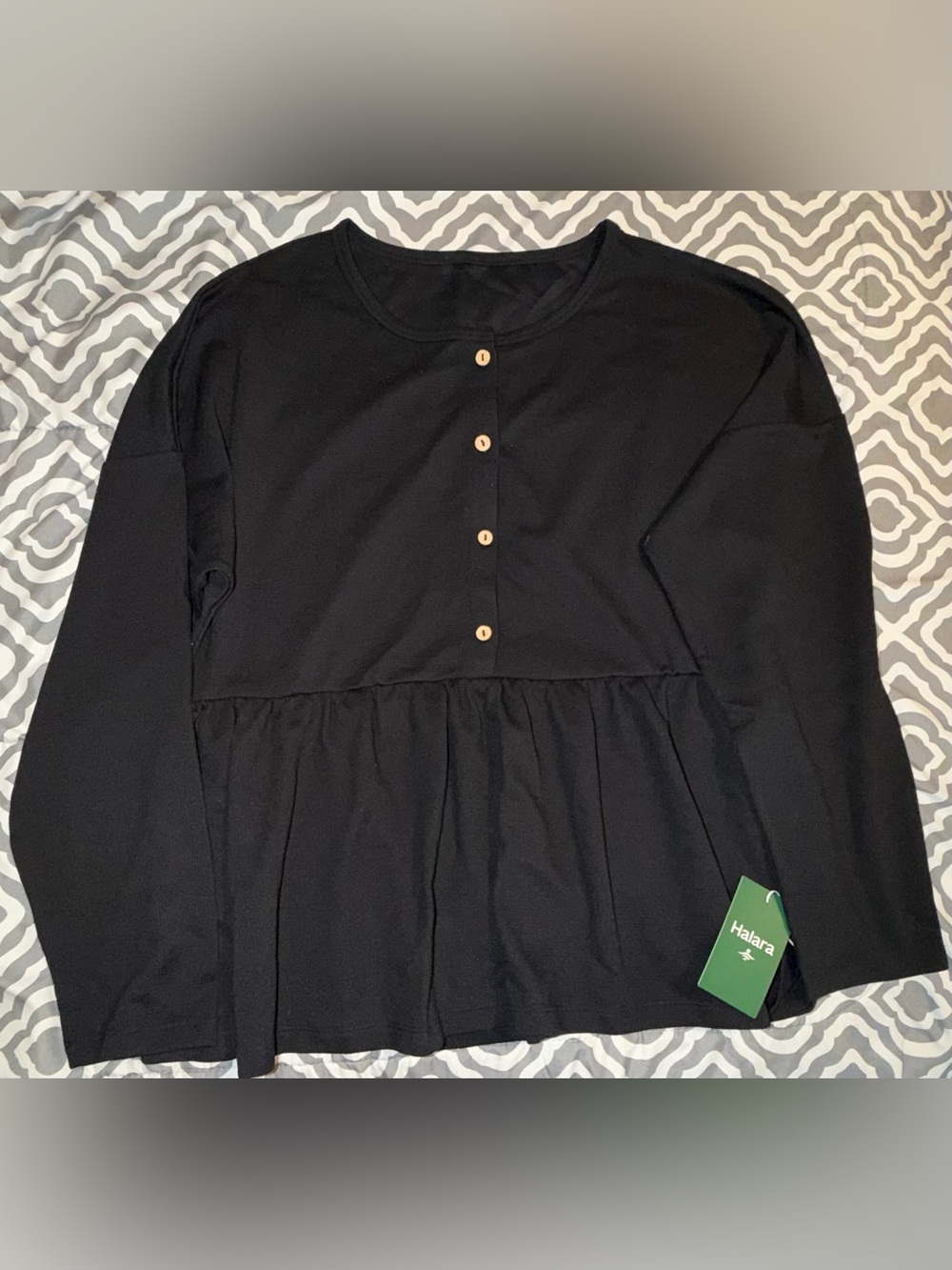 Halara Black Peplum Button-Front Women’s Top